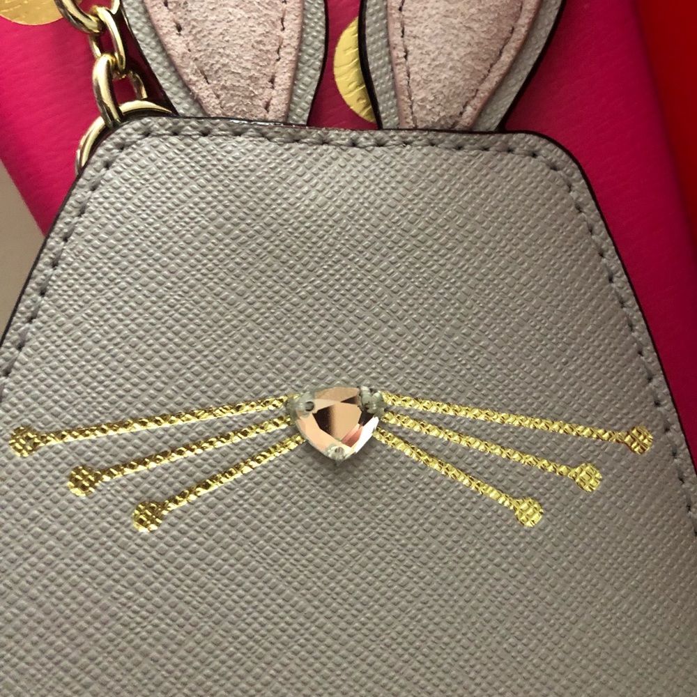 ๐Kate Spade Leather Bunny Appliquรฉ Keychain/Charm - Picture 5 of 7